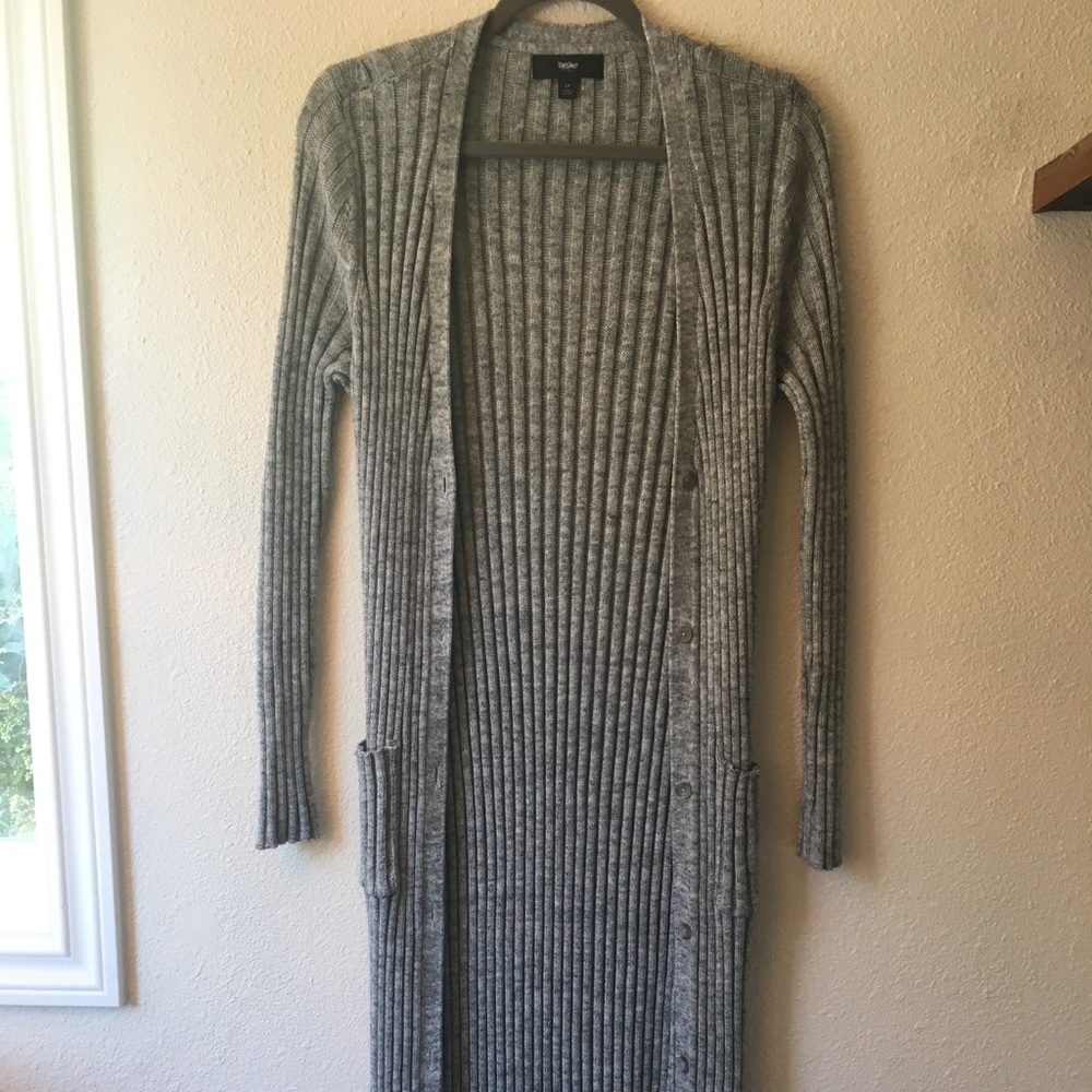 Floor length gray sweater